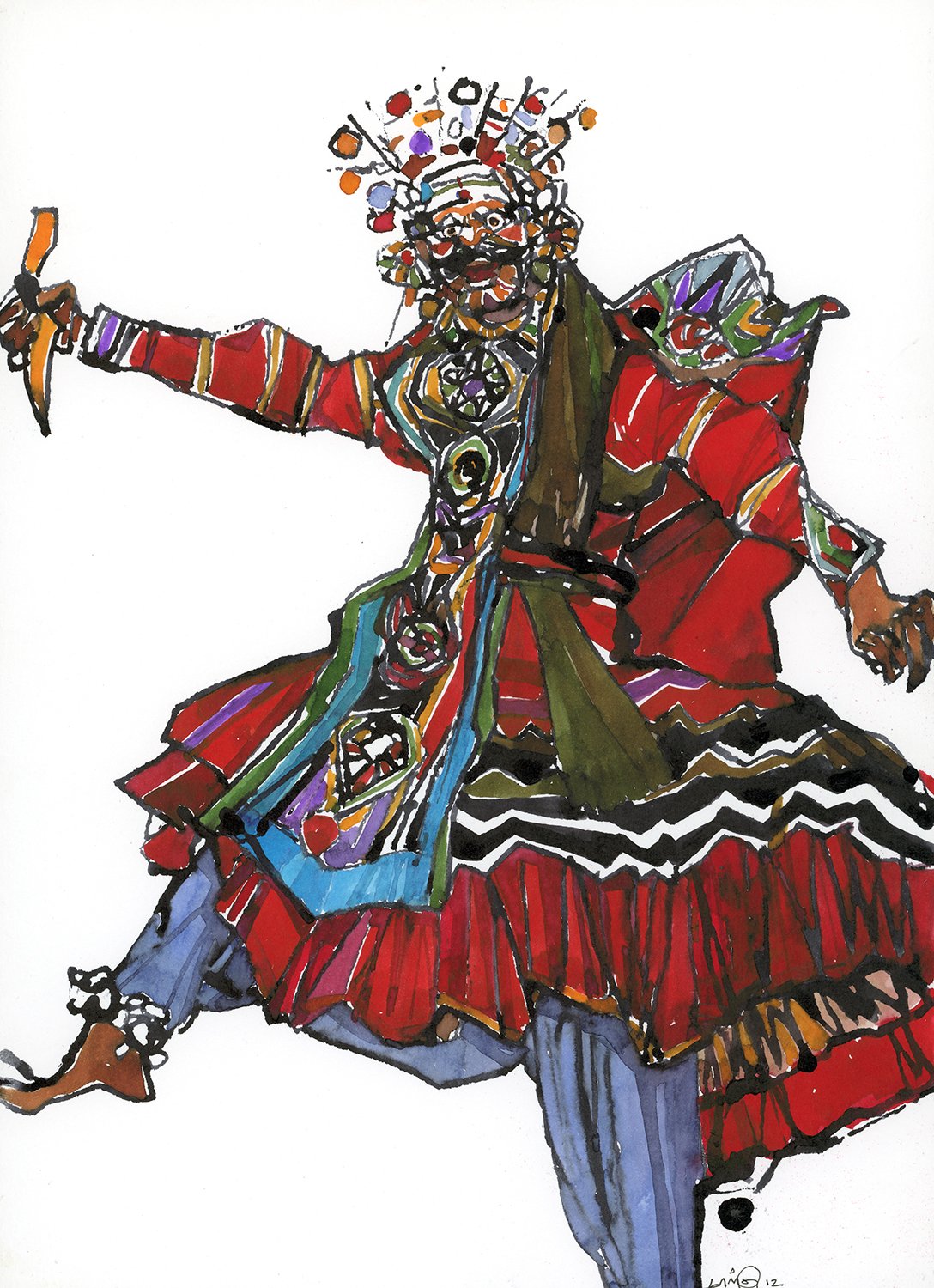 Performer 350|S. Mark Rathinaraj- Pen and Ink on Paper, , 11.5 x 8.25 inches