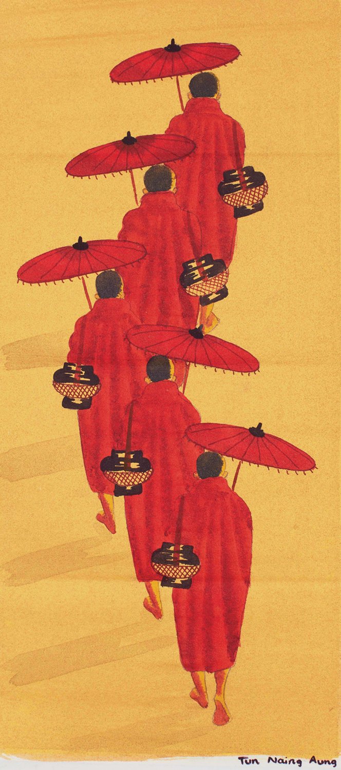 Iminent to Monastery 1|Tun Naing Aung- Mixed Media on Canvas, 2015, 18 x 8.5 inches