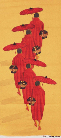Iminent to Monastery 1|Tun Naing Aung- Mixed Media on Canvas, 2015, 18 x 8.5 inches