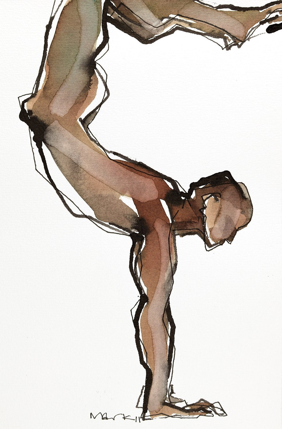 Yoga 28|S. Mark Rathinaraj- Pen and Ink on Paper, , 8.5 x 5.5 inches