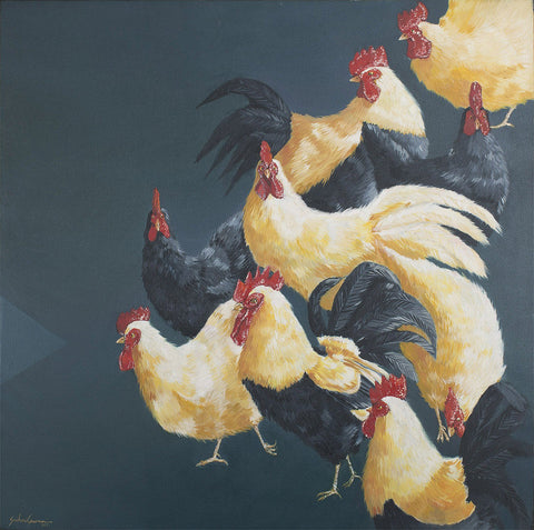 Bossing around the ground|G. Srihari- Oil on Canvas, 2017, 36 x 36 inches