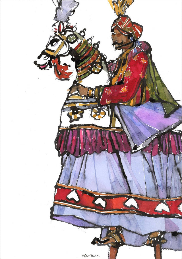Performer 153|S. Mark Rathinaraj- Pen and Ink on Paper, , 8.5 x 5.5 inches