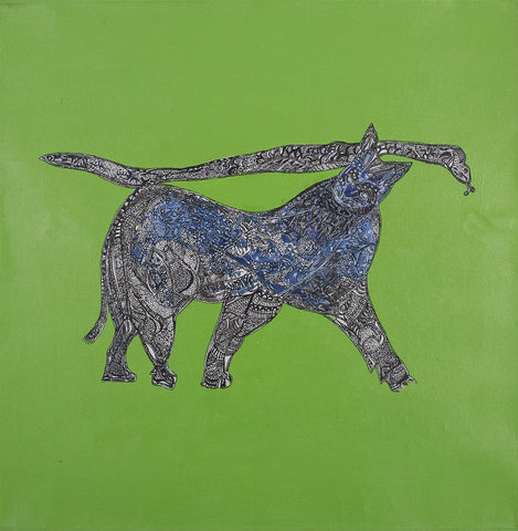 Wild Cat|Tabassum Yusuf- Acrylic on Canvas, 2017, 24 x 24 inches