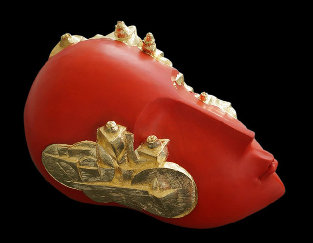 Head 1|Bolla Srinivas Reddy- Painted Fiberglass, 2014, 36 x 25 x 21 inches