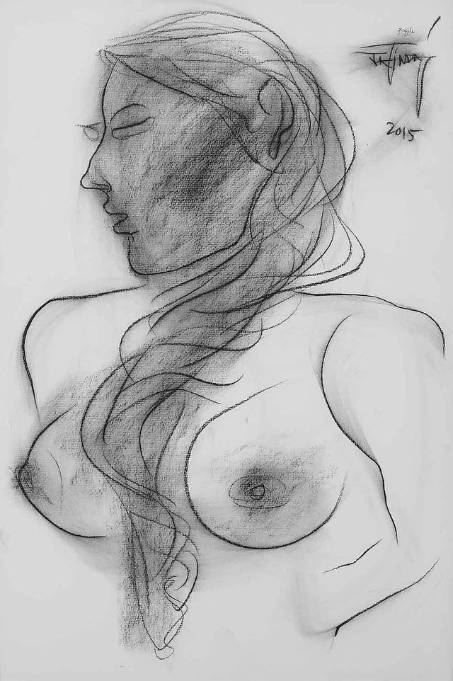 Profile|Jatin Das- Conte on Paper, 2015, 21.5 x 15.5 inches