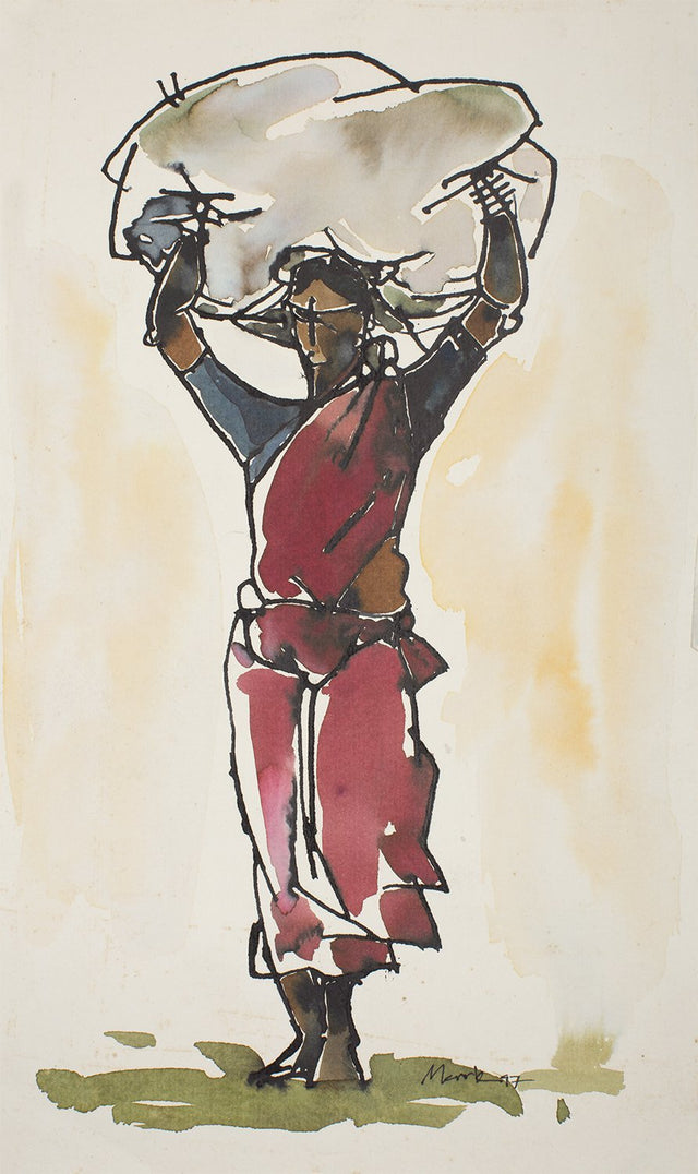 Worker VIII|S. Mark Rathinaraj- Pen and Ink on Paper, , 13.5 x 9.5 inches