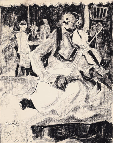 Performer 294|S. Mark Rathinaraj- Charcoal on Board, , 27.5 x 21.5 inches