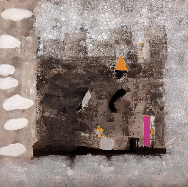 White Clouds|Rekha Rao- Acrylic & Oil on Canvas, 2013, 36 x 36 inches