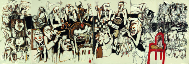Untitled|Dhiraj Choudhury- Acrylic on Canvas, 2018, 48 x 144 inches