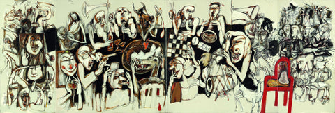Untitled|Dhiraj Choudhury- Acrylic on Canvas, 2018, 48 x 144 inches