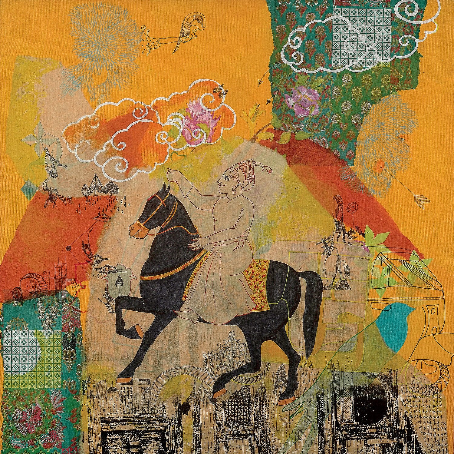 That has read and thought|Priyanka Aelay- Acrylic Mixed Media on Canvas, 2015, 24 x 24 inches