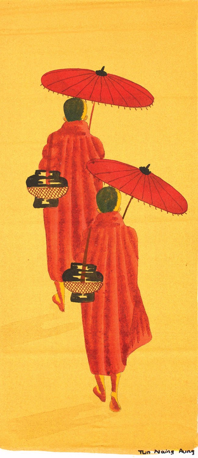 Iminent to Monastery 2|Tun Naing Aung- Mixed Media on Canvas, 2015, 18 x 8.5 inches