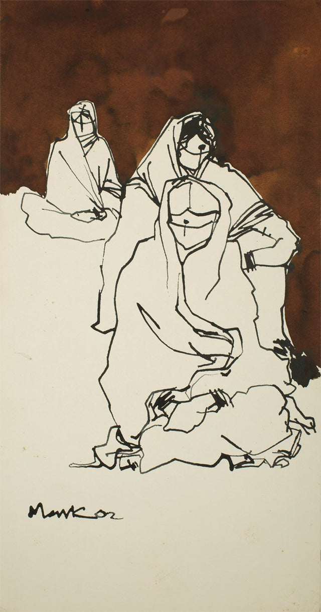 Women IV|S. Mark Rathinaraj- Pen and Ink on Paper, , 21 x 11 inches