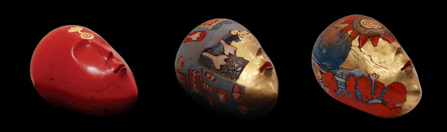 Head 3 (3 together)|Bolla Srinivas Reddy- Gold Guilded Painted Fiberglass, 2014, 8 x 12 x 7.5 inches