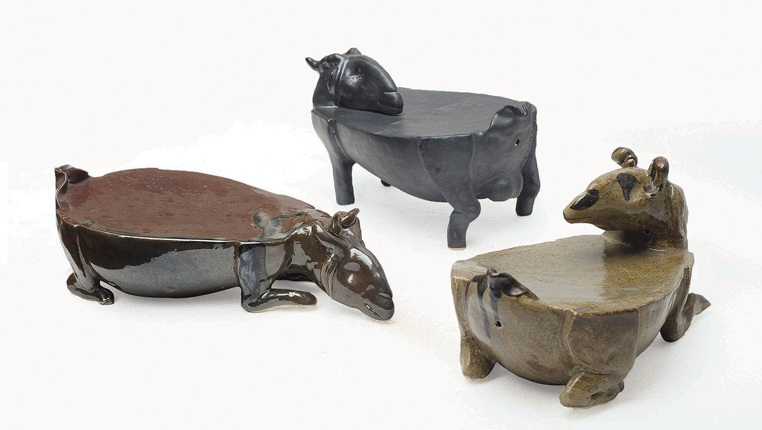 Gracing Goats (Set of 3)|Debasish Kulay- Ceramic, 2014, 4 x 6 x 8 inches