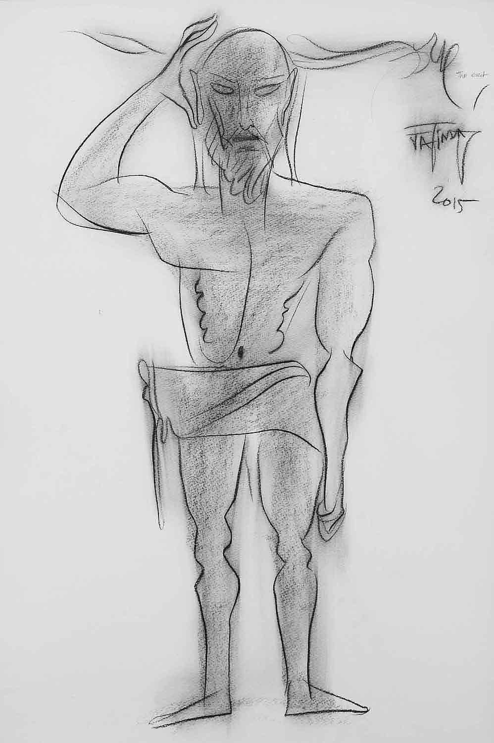 The Erect|Jatin Das- Conte on Paper, 2015, 21.5 x 15.5 inches