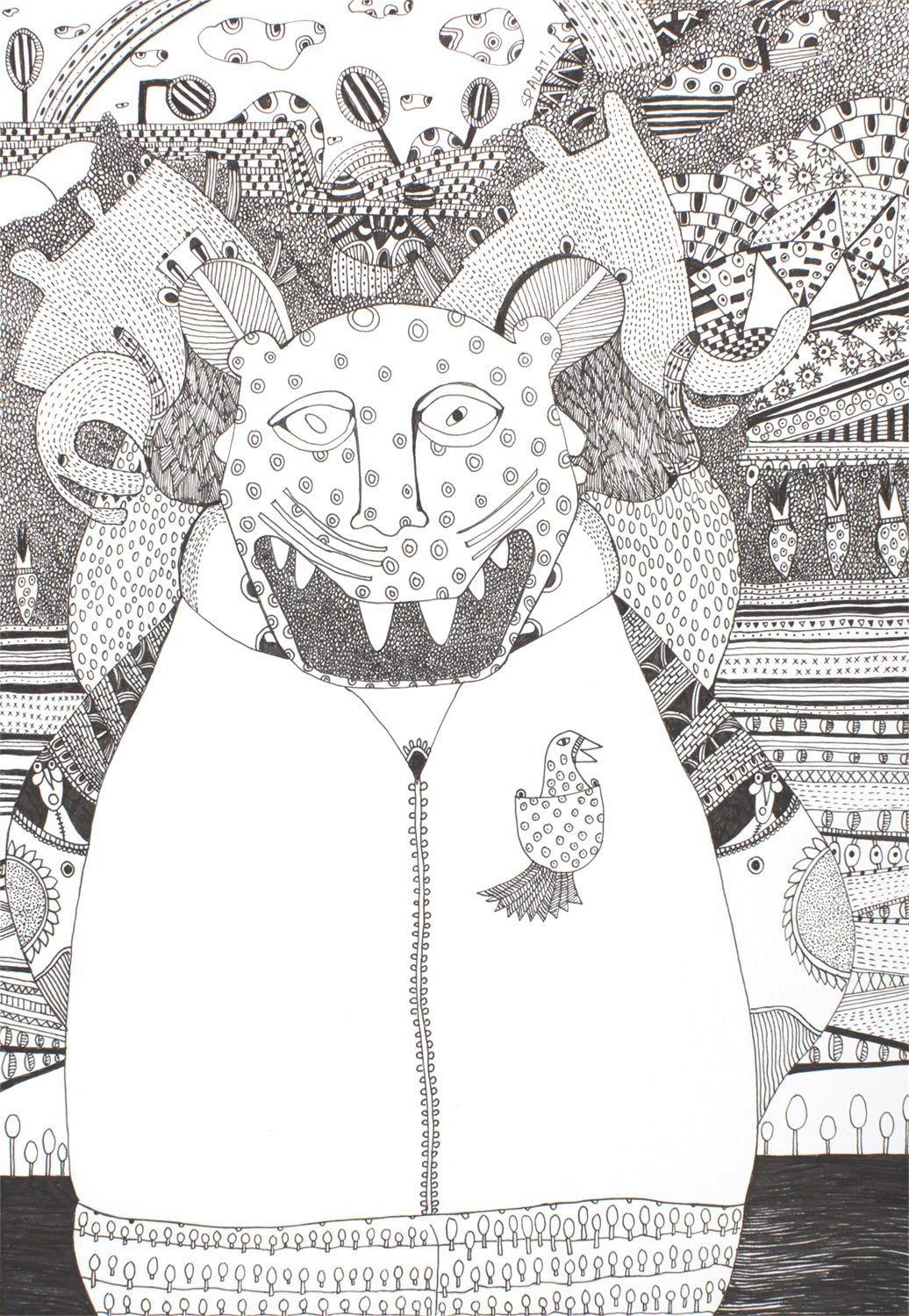 Ink Drawing 2|Shantala Palat- Ink on Paper, 2017, 18 x 15 inches