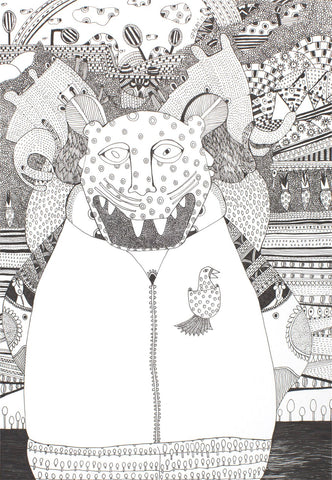 Ink Drawing 2|Shantala Palat- Ink on Paper, 2017, 18 x 15 inches