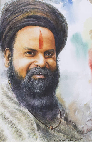Sadhu|G. Navaneethakrishnan- Water Color on Handmade Paper, 2017, 18 x 12 inches