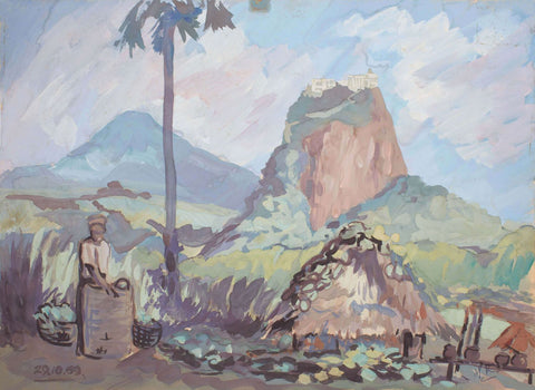 Countryside 2|H Lwin- Tempera on Board, 1969, 10.5 x 14.5 inches
