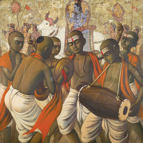 Bhajan|Sanjay Raut- Acrylic on Canvas, 2014, 42 x 42 inches