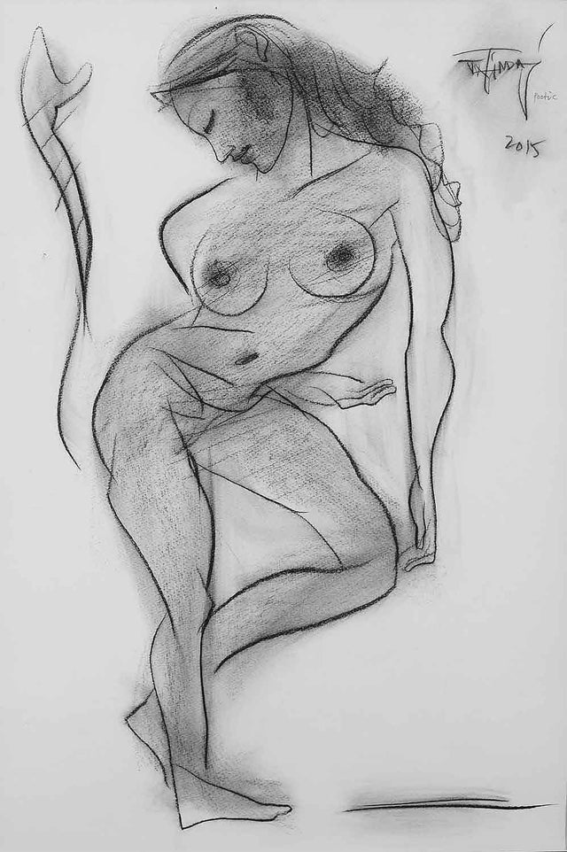 Poetic|Jatin Das- Conte on Paper, 2015, 21.5 x 15.5 inches