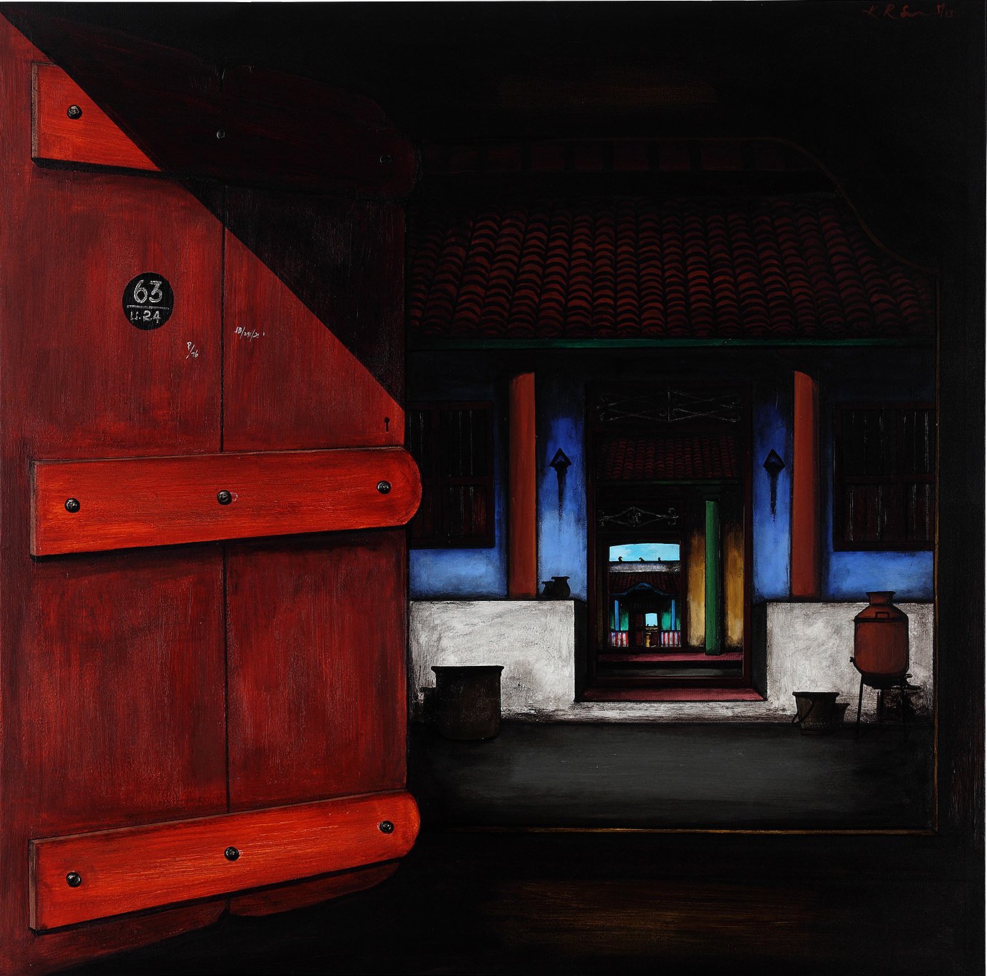 Door Series 20|K.R. Santhana Krishnan- Acrylic on Canvas, 2013, 36 x 36 inches