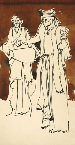 Performer 322|S. Mark Rathinaraj- Pen and Ink on Paper, , 21 x 11 inches