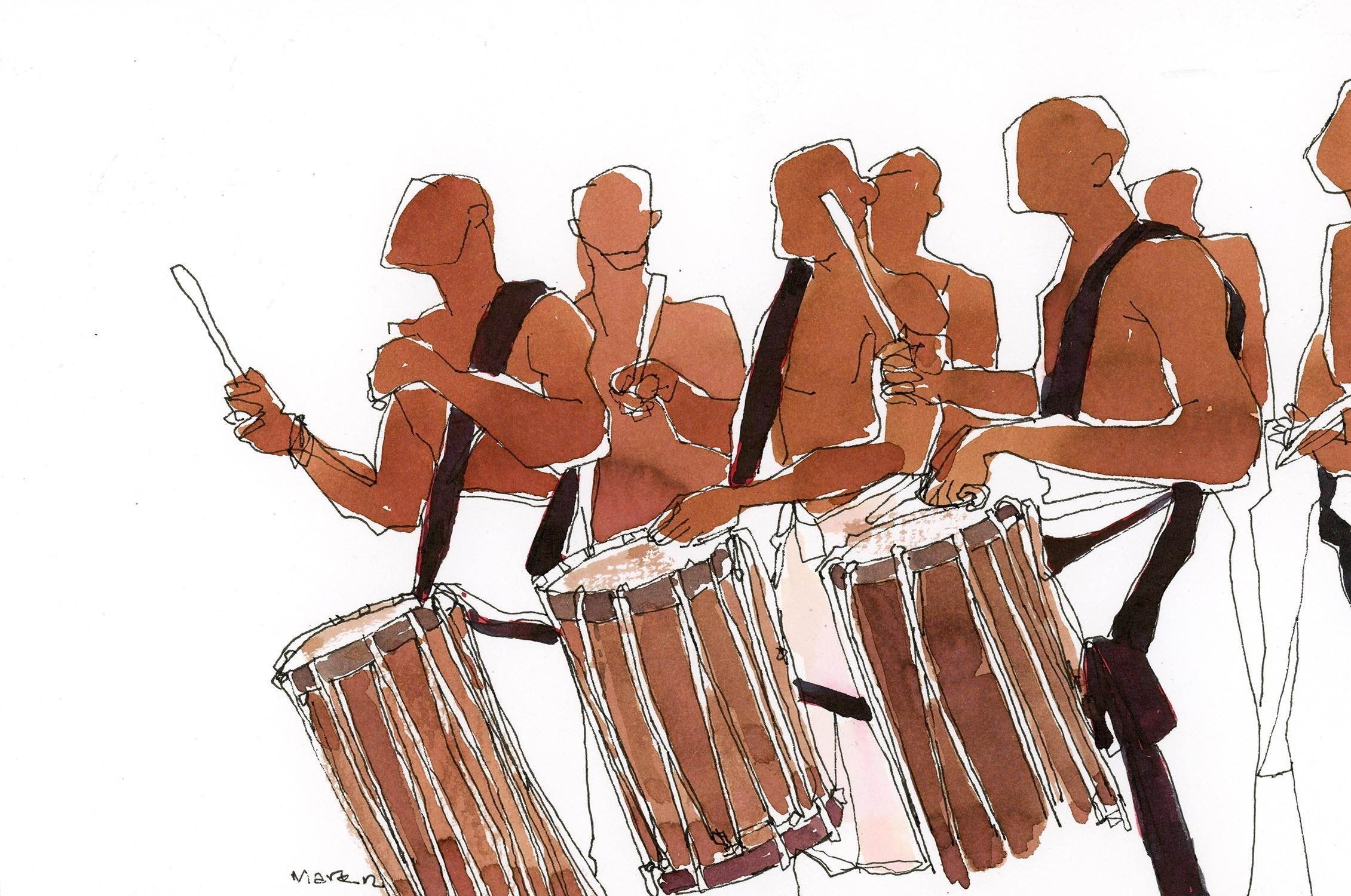 Performer 208|S. Mark Rathinaraj- Pen and Ink on Paper, , 8.5 x 5.5 inches