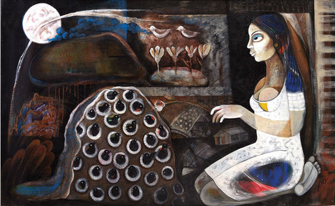 Chidiyaghar 2|Poonam Chandrika Tyagi- Acrylic on Canvas, 2013, 36 x 60 inches