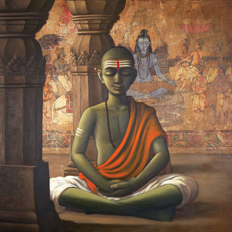 Dhayan|Sanjay Raut- Acrylic on Canvas, 2014, 42 x 42 inches