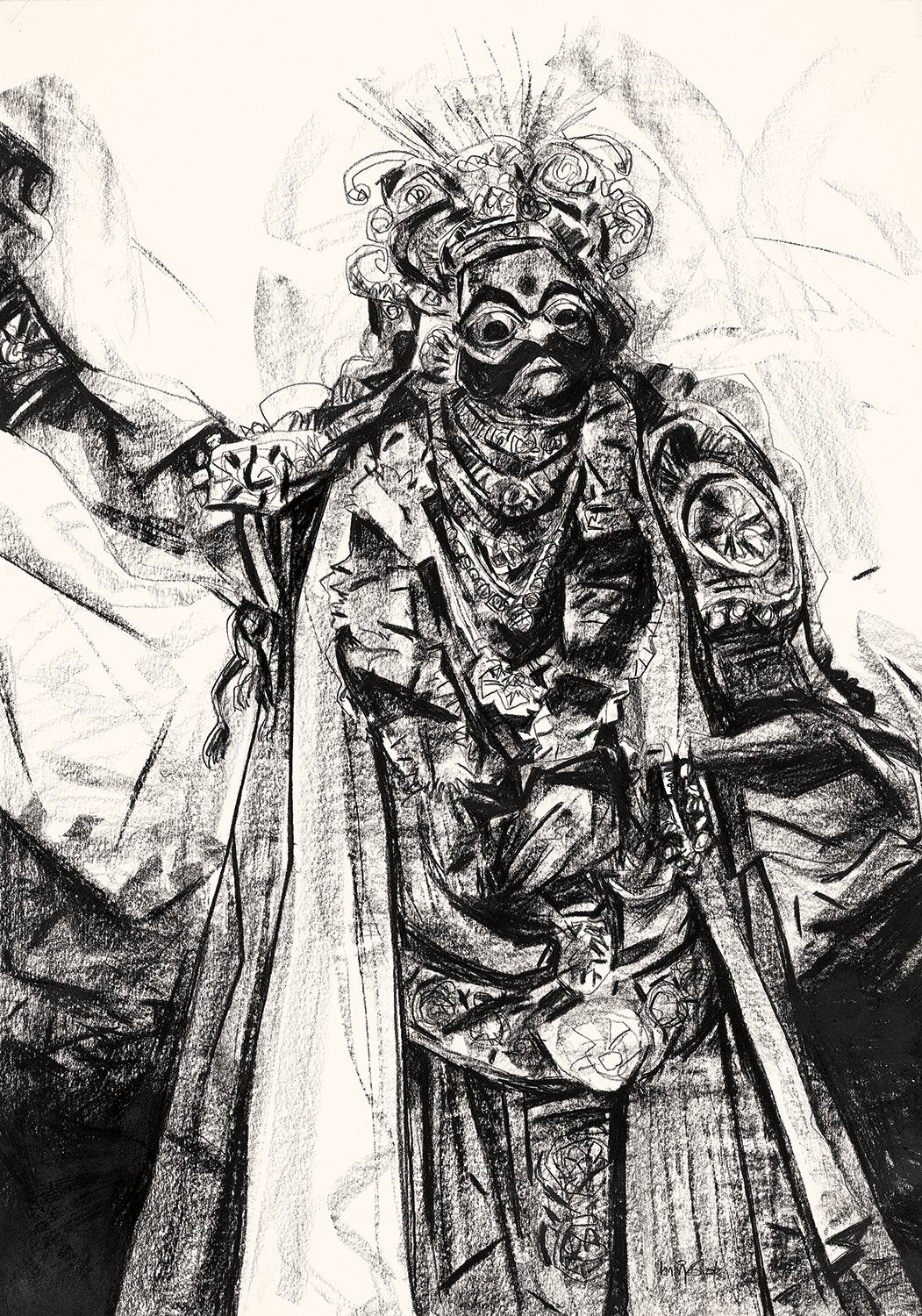 Performer 298|S. Mark Rathinaraj- Charcoal on Board, , 39 x 27.5 inches