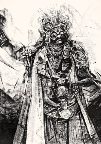 Performer 298|S. Mark Rathinaraj- Charcoal on Board, , 39 x 27.5 inches