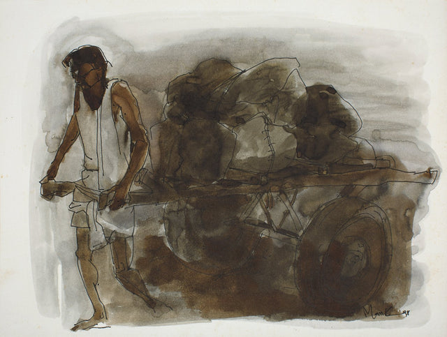 Worker XI|S. Mark Rathinaraj- Pen and Ink on Paper, , 8.5 x 11 inches