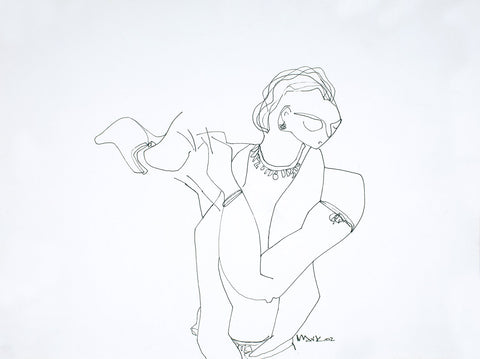 Performer 343|S. Mark Rathinaraj- Pen and Ink on Paper, , 10.5 x 10 inches
