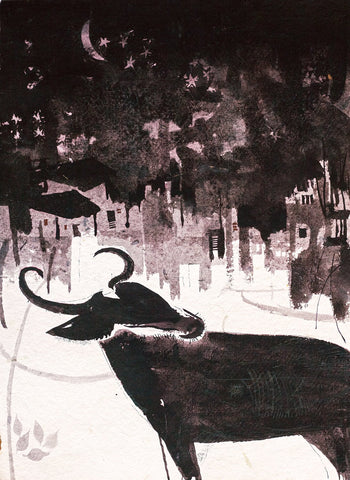 Crack of Dawn 27|A. Vasudevan- Pen and Ink on Board, 2013, 14.5 x 10.5 inches