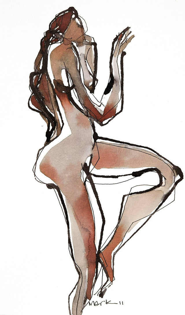 Nude 7|S. Mark Rathinaraj- Pen and Ink on Paper, , 8.5 x 5.5 inches