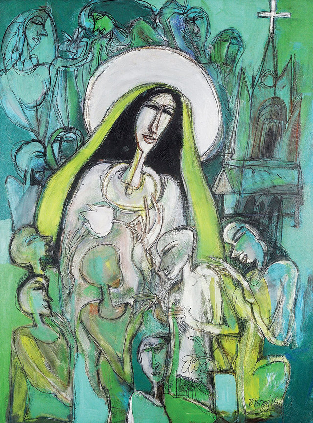 Mother to all|Dhiraj Choudhury- Acrylic on canvas, 2016, 48 x 36 inches
