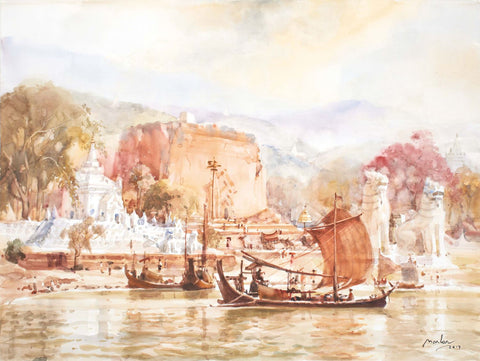 River Front 2|U Marlar- Water Color on Board, 2017, 22 x 30 inches