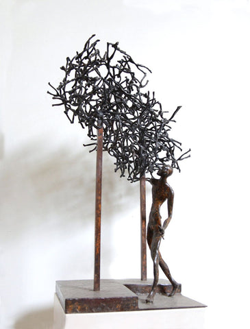 Maiya with a bursting cloud I|K.S. Radhakrishnan- Bronze, 2013, 10.5 x 6 x 6 inches