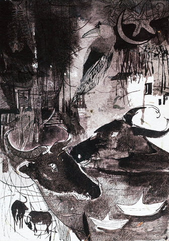 Crack of Dawn 29|A. Vasudevan- Pen and Ink on Board, 2013, 14.5 x 10.5 inches
