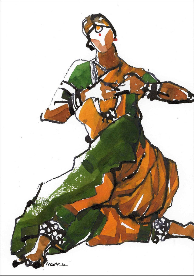 Performer 286|S. Mark Rathinaraj- Pen and Ink on Paper, , 8.5 x 5.5 inches