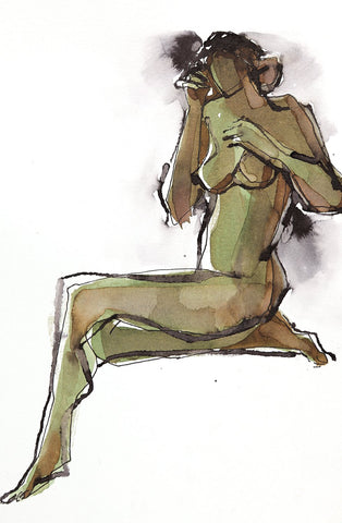Nude 9|S. Mark Rathinaraj- Pen and Ink on Paper, , 8.5 x 5.5 inches
