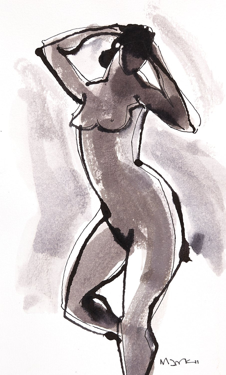 Nude 10|S. Mark Rathinaraj- Pen and Ink on Paper, , 8.5 x 5.5 inches