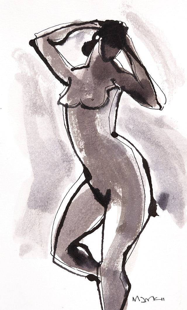 Nude 10|S. Mark Rathinaraj- Pen and Ink on Paper, , 8.5 x 5.5 inches