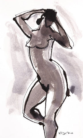 Nude 10|S. Mark Rathinaraj- Pen and Ink on Paper, , 8.5 x 5.5 inches