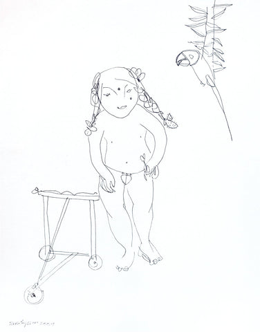Looking back 25|A. Vasudevan- Pen and Ink on Board, 2013, 9 x 7.5 inches