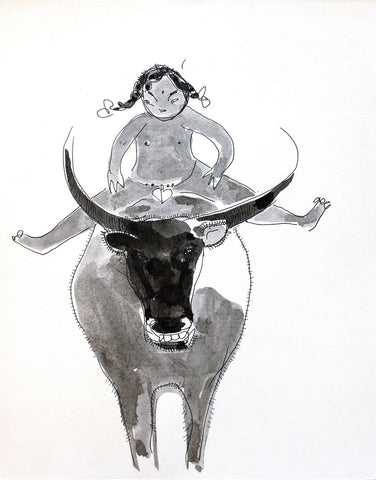 Looking Back 26|A. Vasudevan- Pen and Ink on Board, 2013, 9 x 7.5 inches