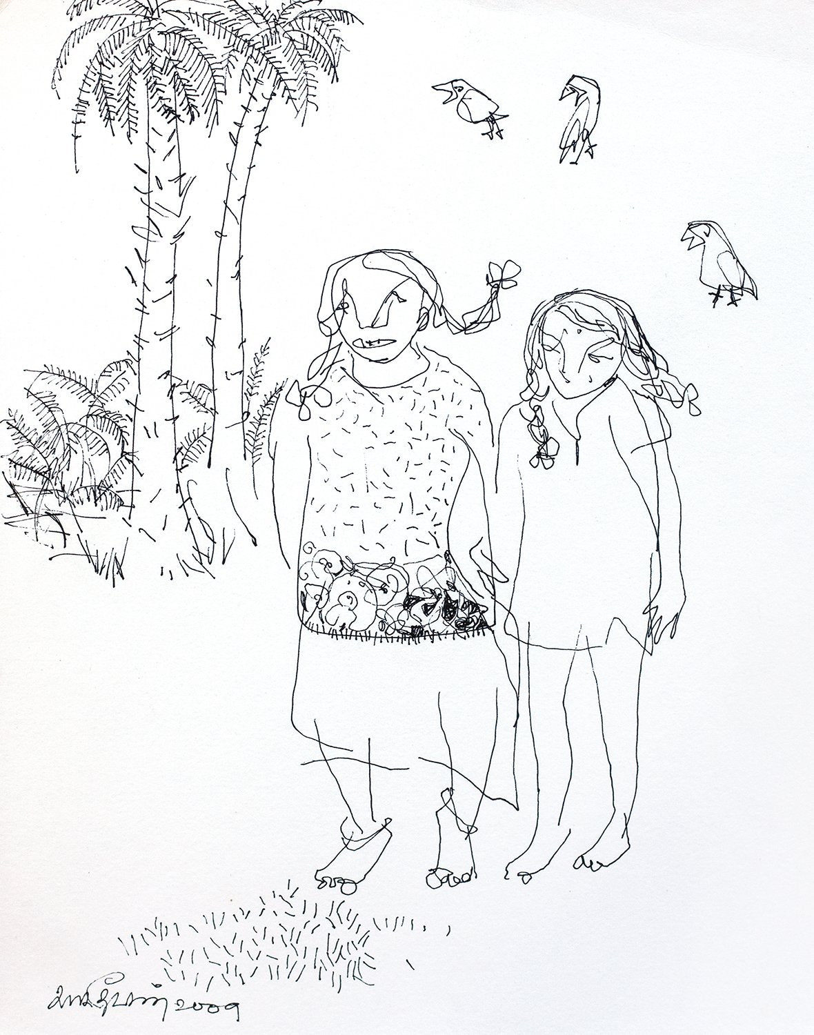 Looking Back 27|A. Vasudevan- Pen and Ink on Board, 2013, 9 x 7.5 inches
