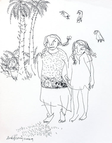 Looking Back 27|A. Vasudevan- Pen and Ink on Board, 2013, 9 x 7.5 inches
